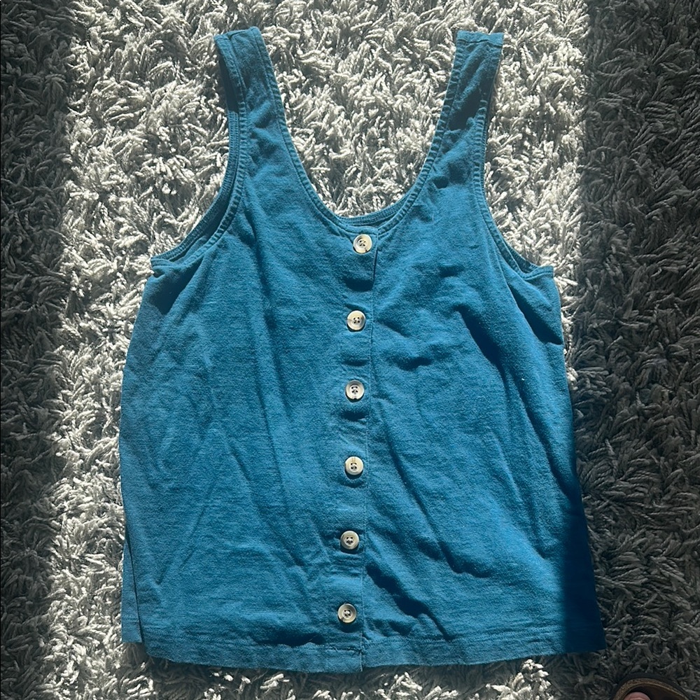 Blue Button-Up Women's Top